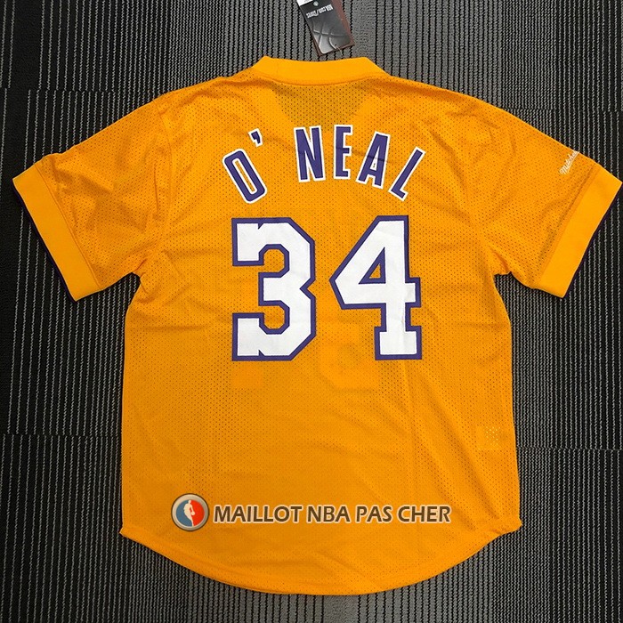 Maillot Manche Courte Los Angeles Lakers Shaquille O'neal NO 34 Jaune